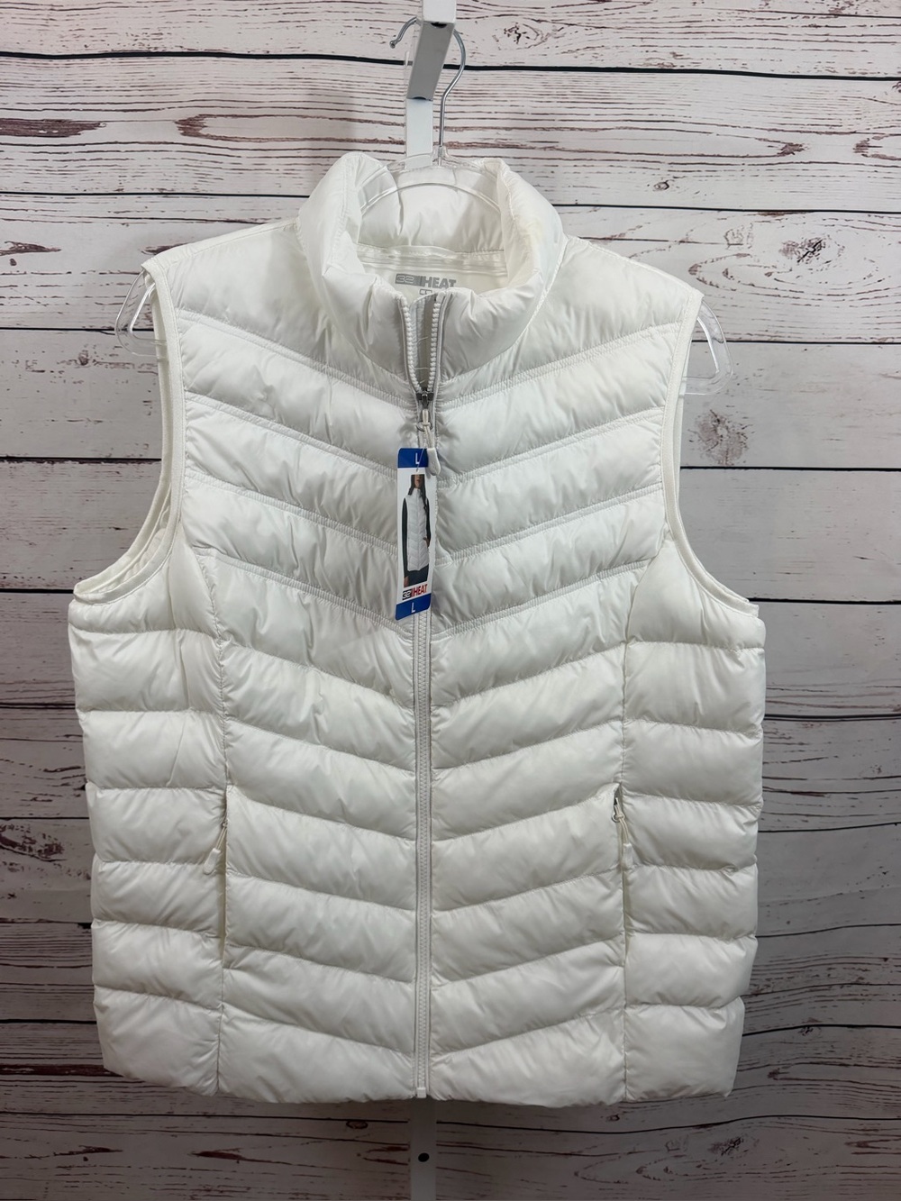 32 Degree Heat White Quilted Puffer Vest Size Large NWT